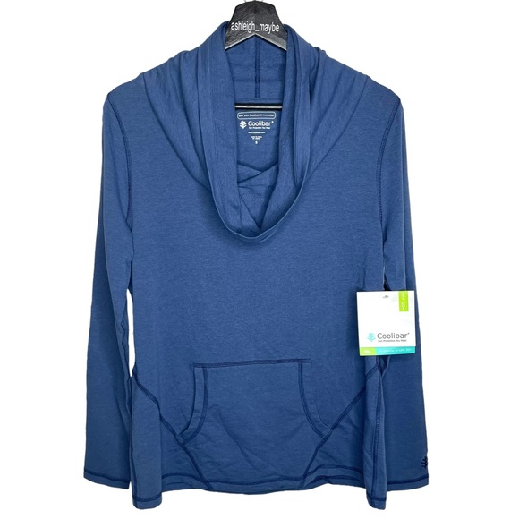 Coolibar Tops - Coolibar | Cowl Neck Long Sleeve Pullover Sun Protection Top Blue Size Small NWT